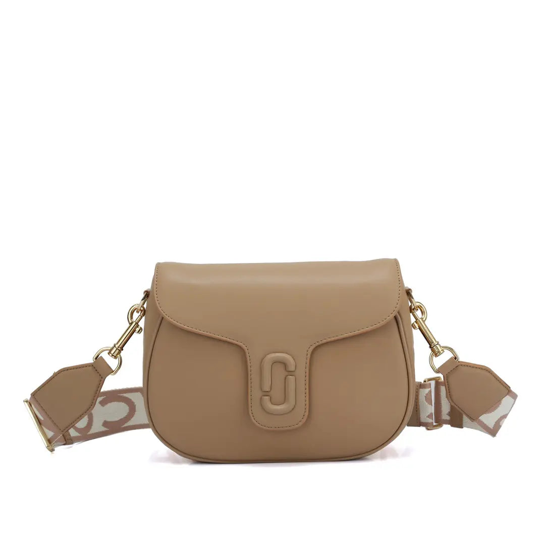 Marc Jacobs The J Marc Saddle Bag Orange Smooth Leather Crossbody Bag with Logo Strap