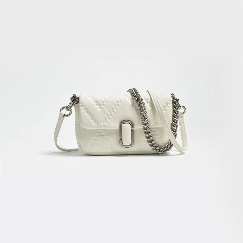 Marc Jacobs J Marc Mini Quilted Chain Bag | White Lambskin  Detachable Shoulder Strap Women's Designer Crossbody Bag