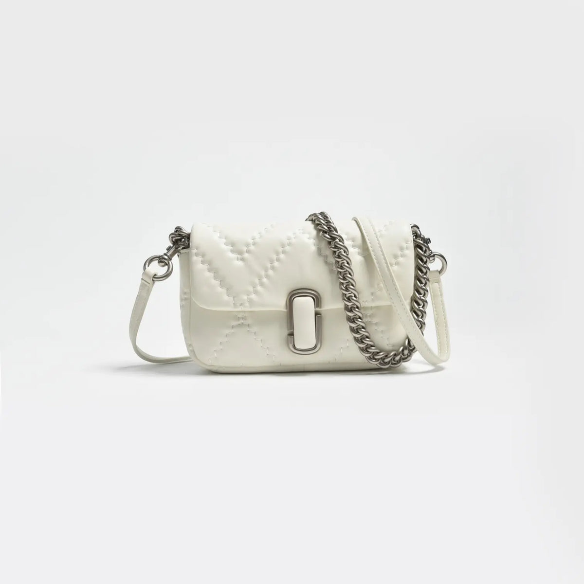 Marc Jacobs J Marc Mini Quilted Chain Bag | White Lambskin  Detachable Shoulder Strap Women's Designer Crossbody Bag