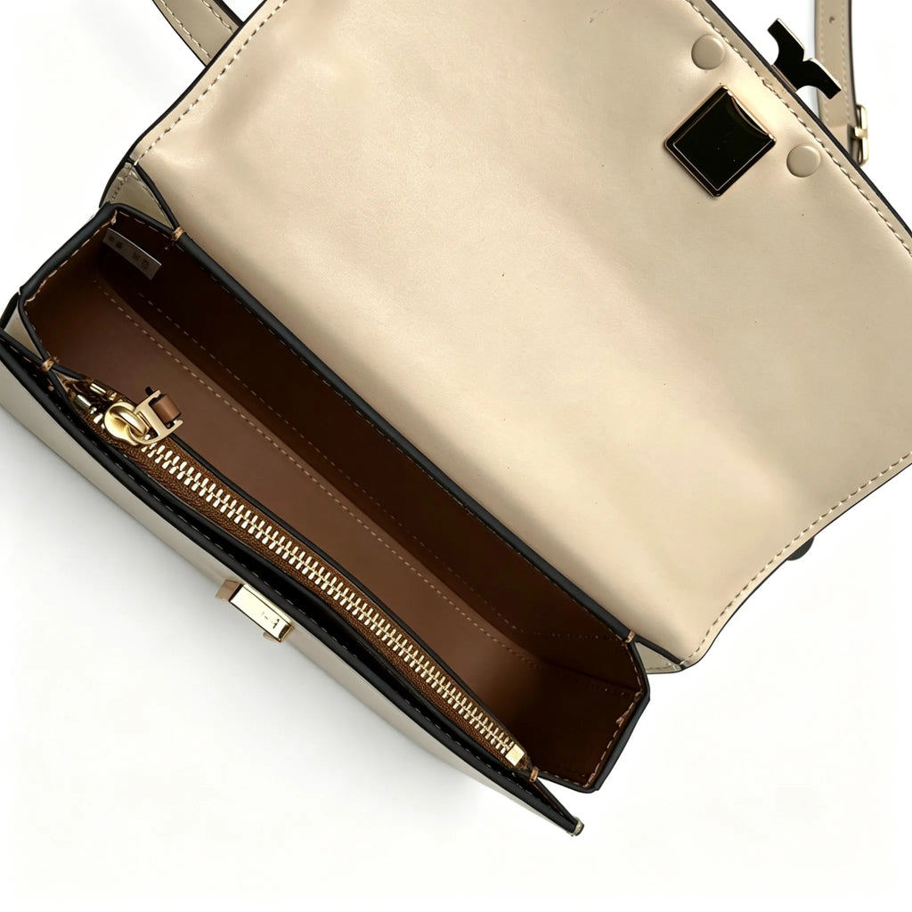 Tory Burch Eleanor | Off-white Nappa leather adjustable shoulder strap multiple carrying options women's designer handbag