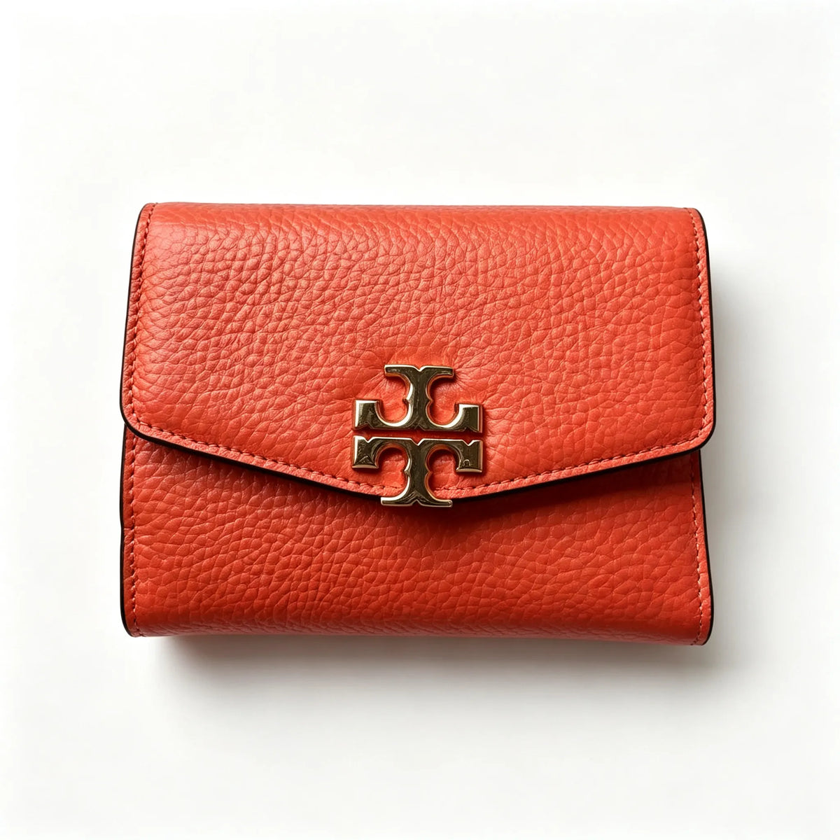 Tory Burch Kira black pebbled leather wallet multi-card slots and zippered coin pocket small and foldable women's wallet