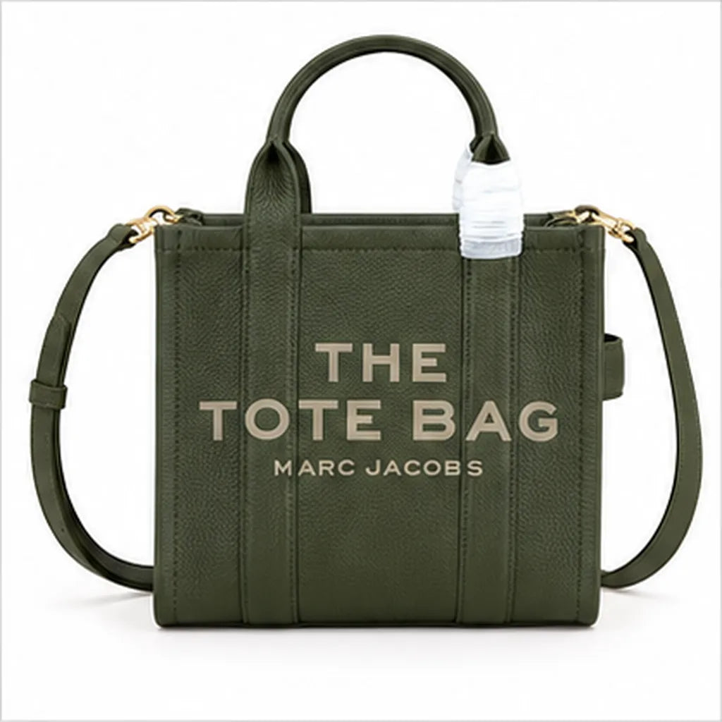 Marc Jacobs The Leather Small Tote Bag Kiwi Green Full Grain Leather Women's Crossbody Handbag