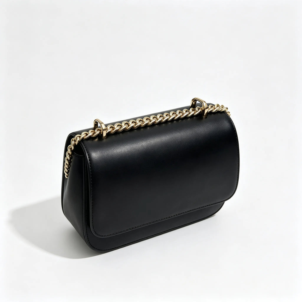 Tory Burch Eleanor | Black leather adjustable chain shoulder strap multiple carrying options women's designer handbag