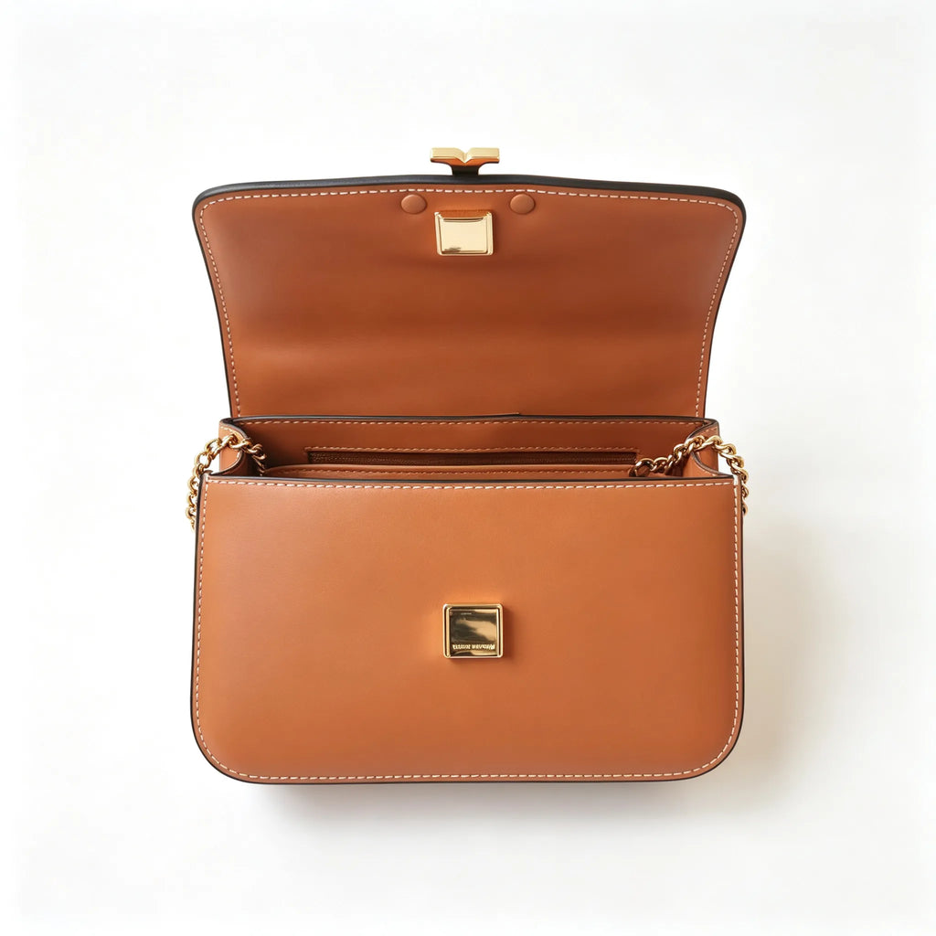 Tory Burch Eleanor tan calfskin leather chain shoulder strap women's multi-way carrying option