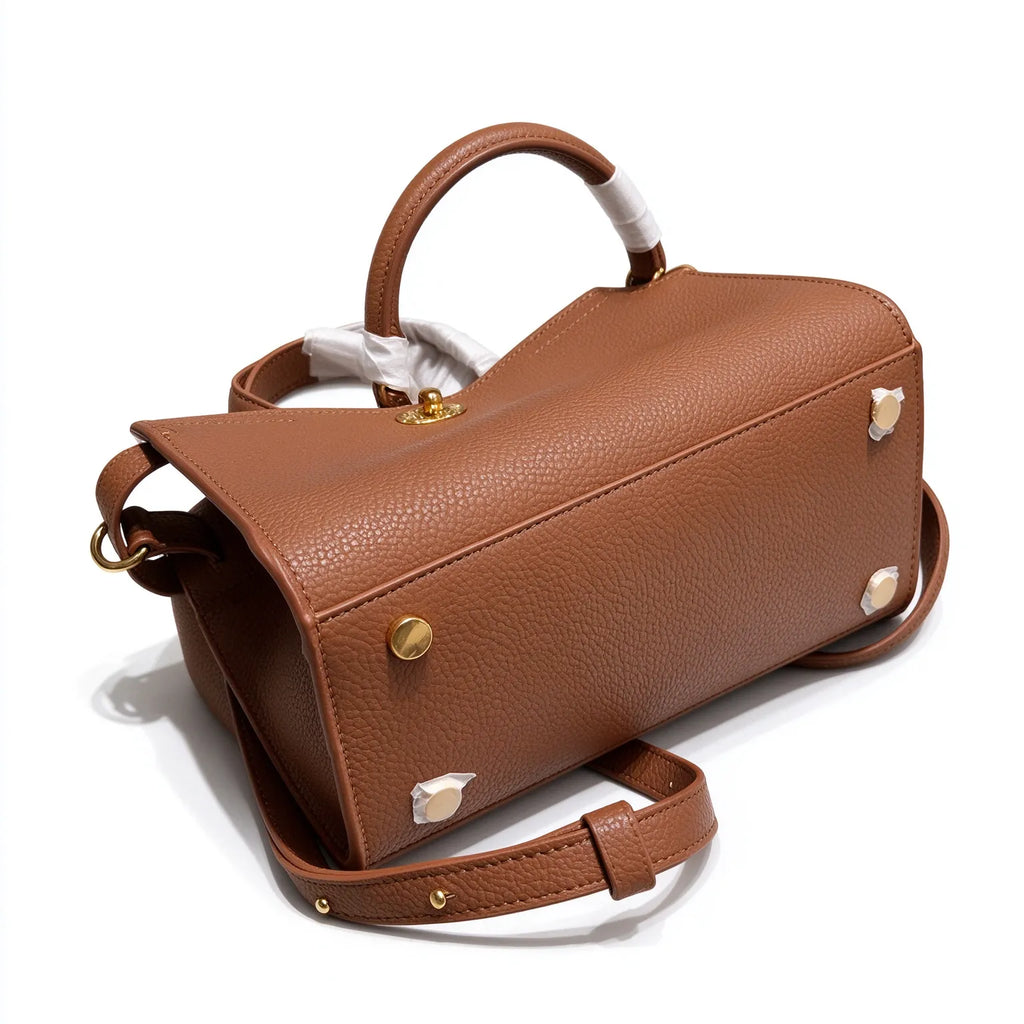 Burberry Banner Small Grained Leather Bag | Top Handle Crossbody Tote — Brandy Brown/Tan