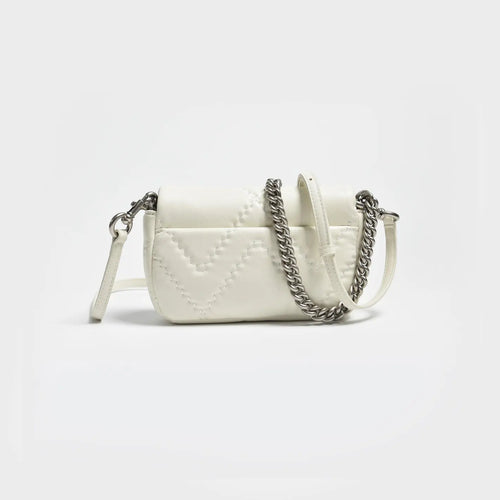 Marc Jacobs J Marc Mini Quilted Chain Bag | White Lambskin  Detachable Shoulder Strap Women's Designer Crossbody Bag