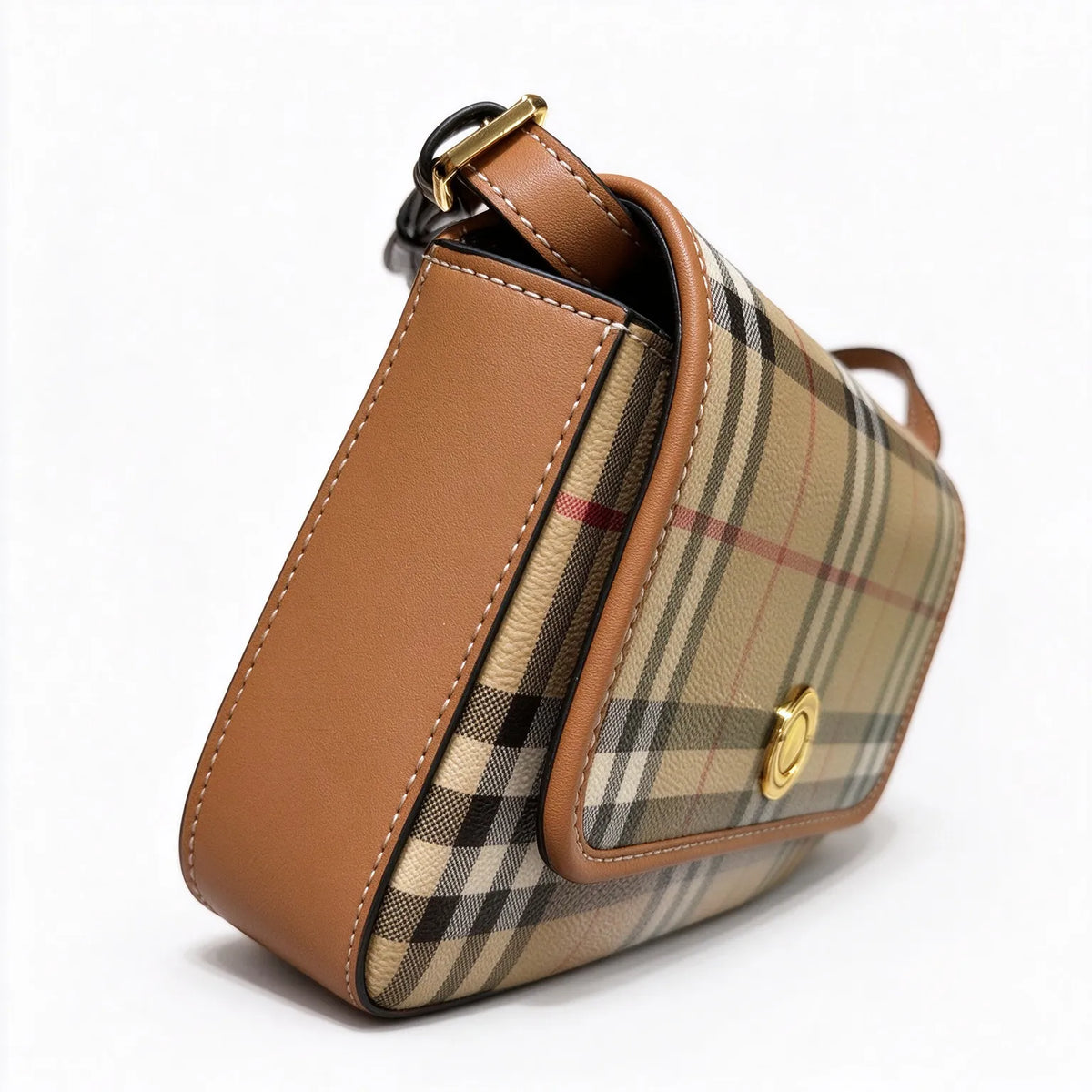 Burberry Vintage Check Small Camera Bag | Canvas Leather Crossbody Shoulder Bag — Archive Beige/Brown