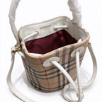 Burberry Vintage Check Mini Bucket Bag | Drawstring Crossbody Bag — Archive Beige/Chalk White
