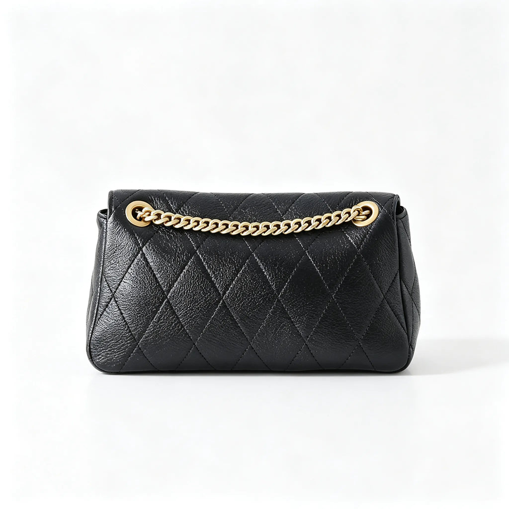 Tory Burch Kira, black calfskin leather adjustable twist chain shoulder strap  multiple carrying options for women