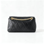 Tory Burch Kira, black calfskin leather adjustable twist chain shoulder strap  multiple carrying options for women