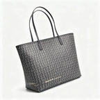Tory Burch Ever-Ready | Grey coated canvas with woven print leather trim zip closure detachable pouch women's designer handbag