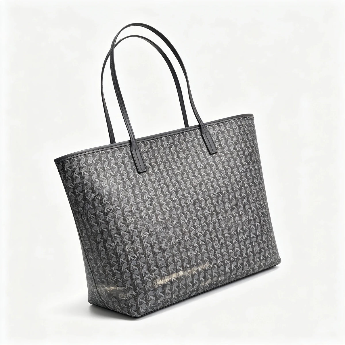 Tory Burch Ever-Ready | Grey coated canvas with woven print leather trim zip closure detachable pouch women's designer handbag