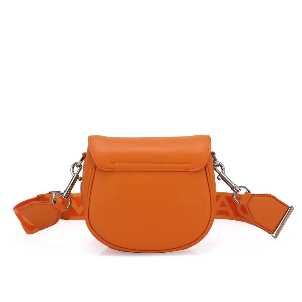 Marc Jacobs The J Marc Saddle Bag Orange Smooth Leather Crossbody Bag with Logo Strap