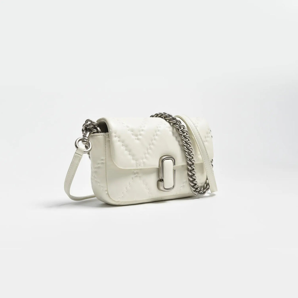 Marc Jacobs J Marc Mini Quilted Chain Bag | White Lambskin  Detachable Shoulder Strap Women's Designer Crossbody Bag