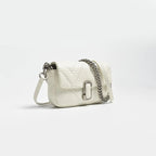 Marc Jacobs J Marc Mini Quilted Chain Bag | White Lambskin  Detachable Shoulder Strap Women's Designer Crossbody Bag