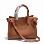 Burberry Banner Small Grained Leather Bag | Top Handle Crossbody Tote — Brandy Brown/Tan