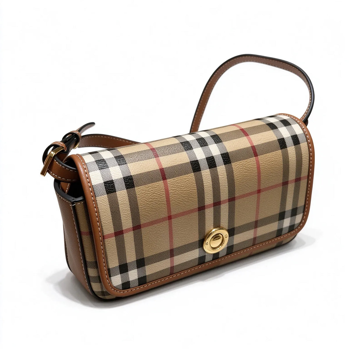 Burberry Vintage Check Small Camera Bag | Canvas Leather Crossbody Shoulder Bag — Archive Beige/Brown