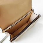 Tory Burch Eleanor off-white embossed leather twisted chain shoulder strap multiple carrying options for women