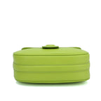 Marc Jacobs J Marc Saddle Bag, bright green smooth leather crossbody bag with brand logo shoulder strap.
