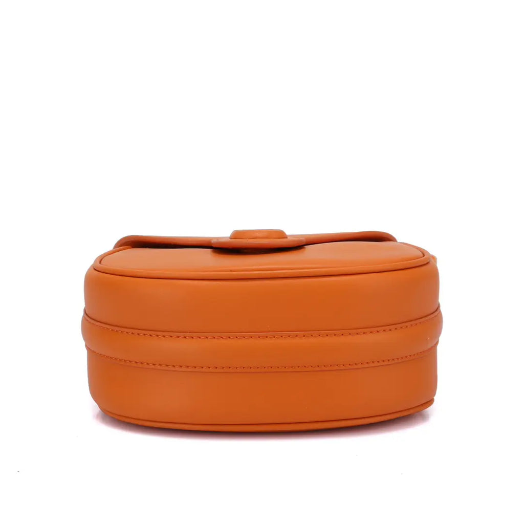 Marc Jacobs The J Marc Saddle Bag Orange Smooth Leather Crossbody Bag with Logo Strap