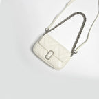 Marc Jacobs J Marc Mini Quilted Chain Bag | White Lambskin  Detachable Shoulder Strap Women's Designer Crossbody Bag