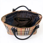 Burberry Nova Check Large Tote Bag with Matching Pouch Set | 2-in-1 Canvas Leather Shopper Shoulder Bag — Archive Beige/Black