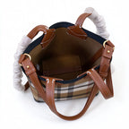 Burberry Vintage Check Mini Tote Bag | Suede Trim Leather Handle Top Handle Crossbody Bag — Archive Beige/Brown