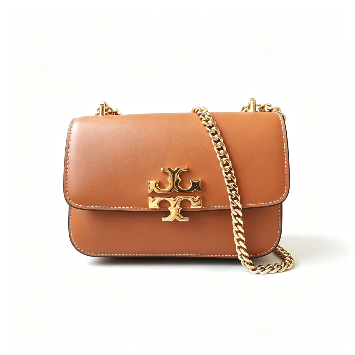 Tory Burch Eleanor tan calfskin leather chain shoulder strap women's multi-way carrying option