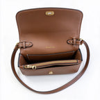 Burberry Horseferry Canvas Crossbody Bag | Logo Printed Leather Trim Flap Shoulder Bag — Natural/Brown