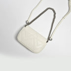 Marc Jacobs J Marc Mini Quilted Chain Bag | White Lambskin  Detachable Shoulder Strap Women's Designer Crossbody Bag