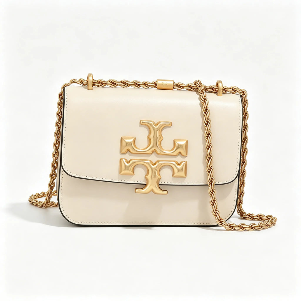 Tory Burch Eleanor off-white calfskin leather rope chain shoulder strap multi-angle carrying option for women