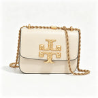 Tory Burch Eleanor off-white calfskin leather rope chain shoulder strap multi-angle carrying option for women