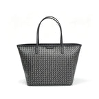 Tory Burch Ever-Ready | Grey coated canvas with woven print leather trim zip closure detachable pouch women's designer handbag