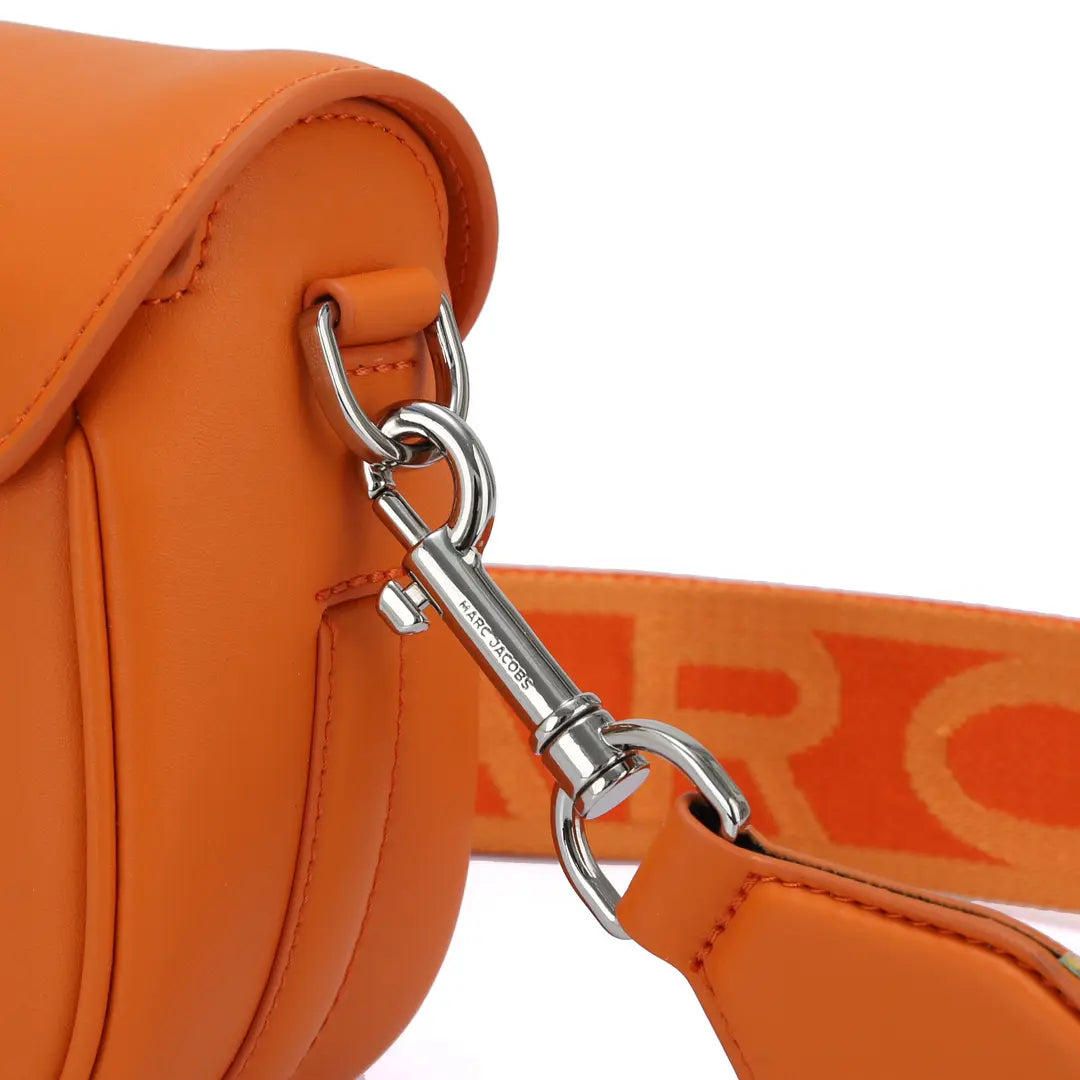 Marc Jacobs The J Marc Saddle Bag Orange Smooth Leather Crossbody Bag with Logo Strap
