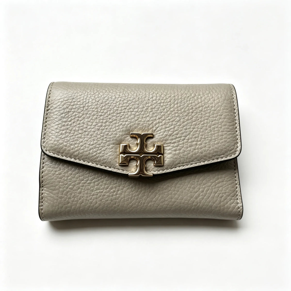 Tory Burch Kira black pebbled leather wallet multi-card slots and zippered coin pocket small and foldable women's wallet