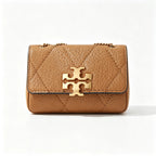 Tory Burch Kira | Warm brown pebbled leather  detachable chain shoulder strap women's designer handbag
