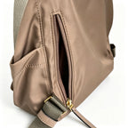 Tory Burch Perry taupe adjustable shoulder strap lightweight travel/commuter bag women's style