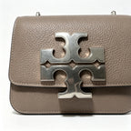 Tory Burch Eleanor, elephant grey with a silver double-T detachable chain shoulder strap offering multiple carrying options for women
