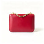 Tory Burch Eleanor ruby red calfskin leather adjustable twist chain shoulder strap multi-angle carrying option for women