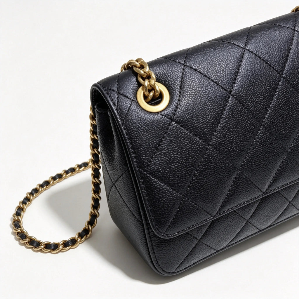 Tory Burch Kira | Black Pebble Leather Designer Handbag with Detachable Chain Shoulder Strap