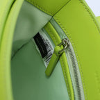 Marc Jacobs J Marc Saddle Bag, bright green smooth leather crossbody bag with brand logo shoulder strap.