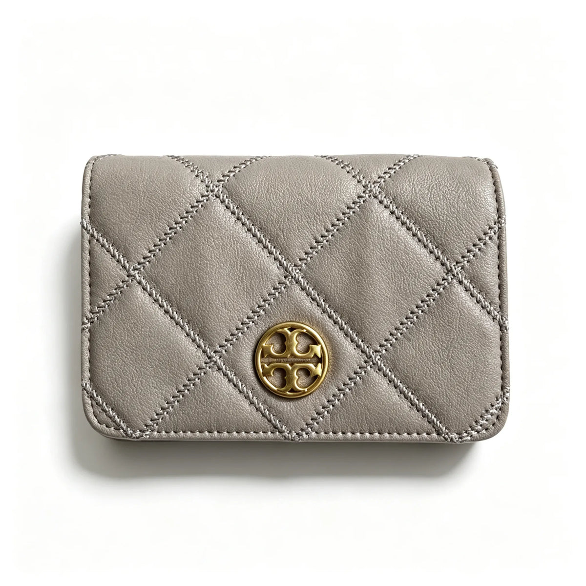 Tory Burch Willa black quilted leather wallet with multiple card slots and a zippered coin pocket a small m foldable women's wallet