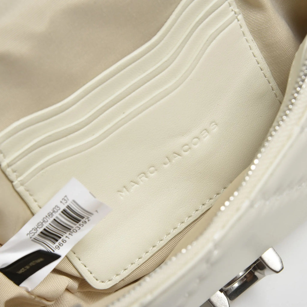 Marc Jacobs J Marc Mini Quilted Chain Bag | White Lambskin  Detachable Shoulder Strap Women's Designer Crossbody Bag
