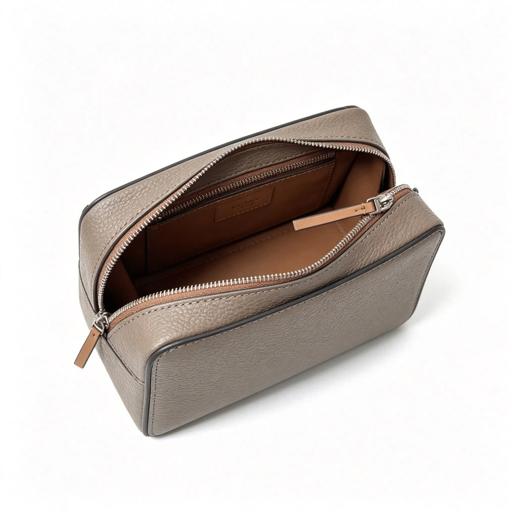 Tory Burch Eleanor, elephant grey with a silver double-T detachable chain shoulder strap offering multiple carrying options for women