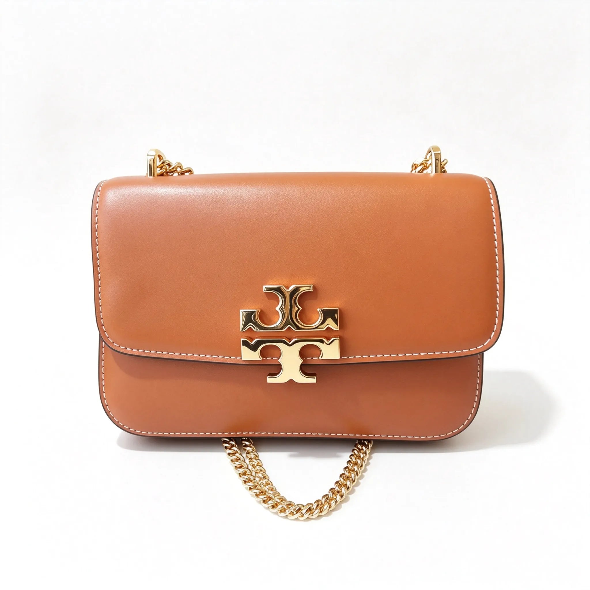 Tory Burch Eleanor tan calfskin leather chain shoulder strap women's multi-way carrying option