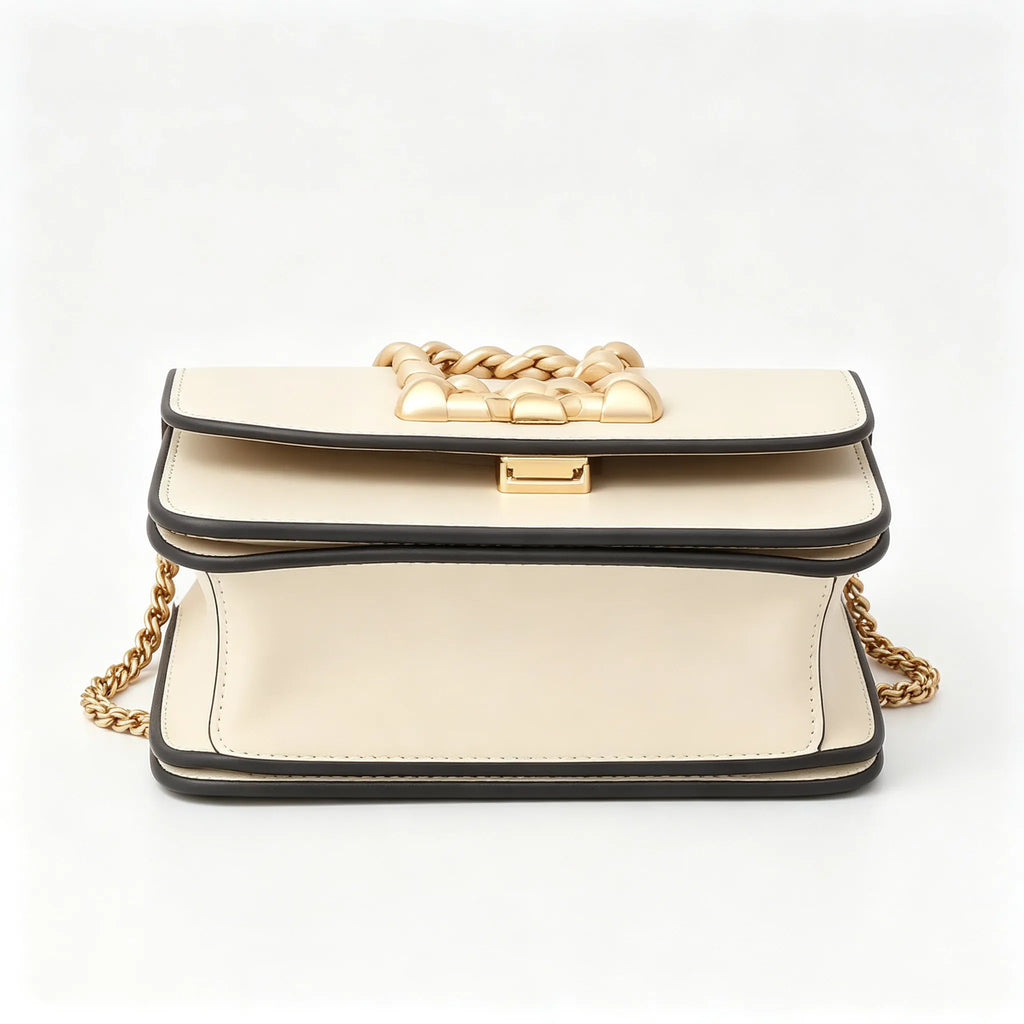 Tory Burch Eleanor off-white calfskin leather rope chain shoulder strap multi-angle carrying option for women