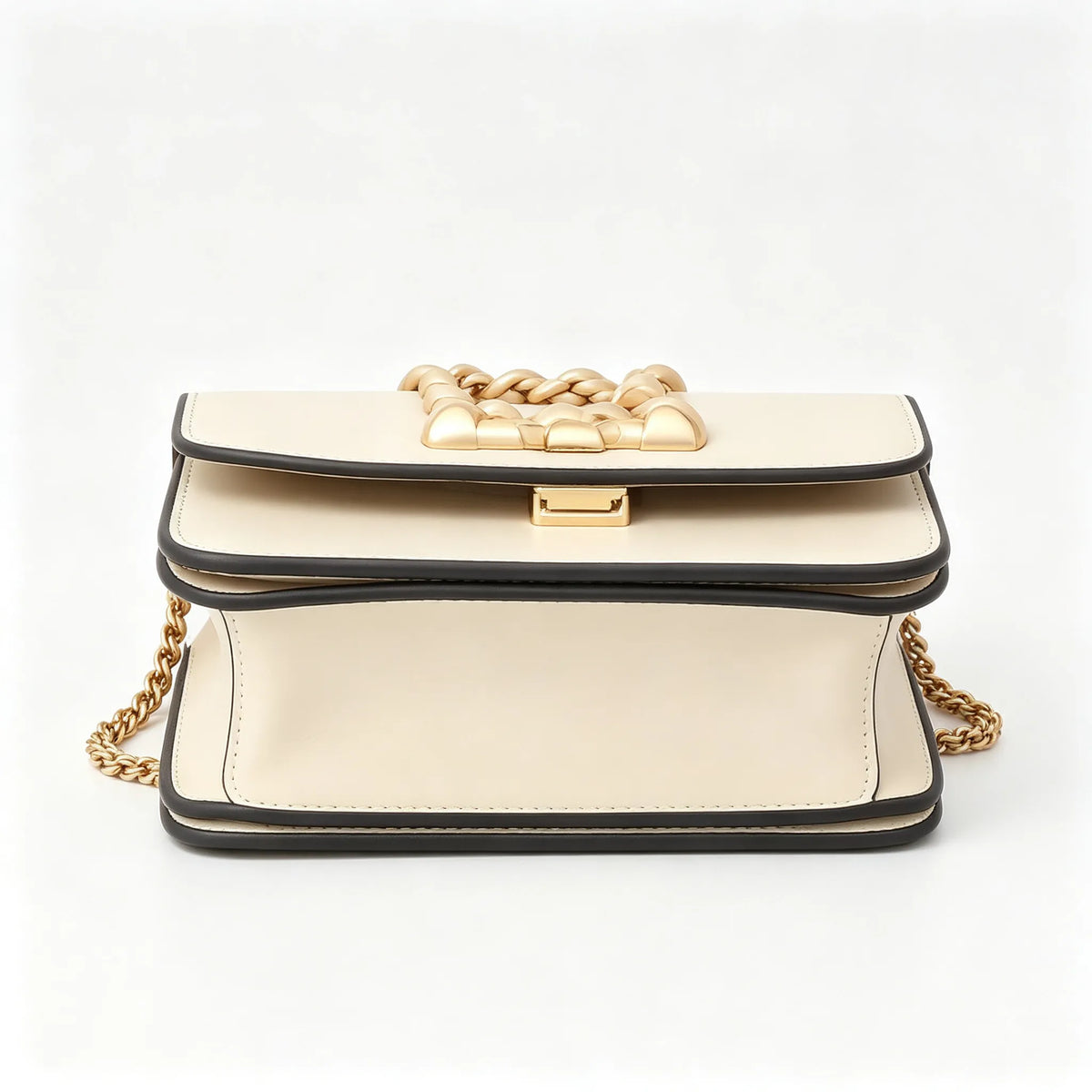Tory Burch Eleanor off-white calfskin leather rope chain shoulder strap multi-angle carrying option for women