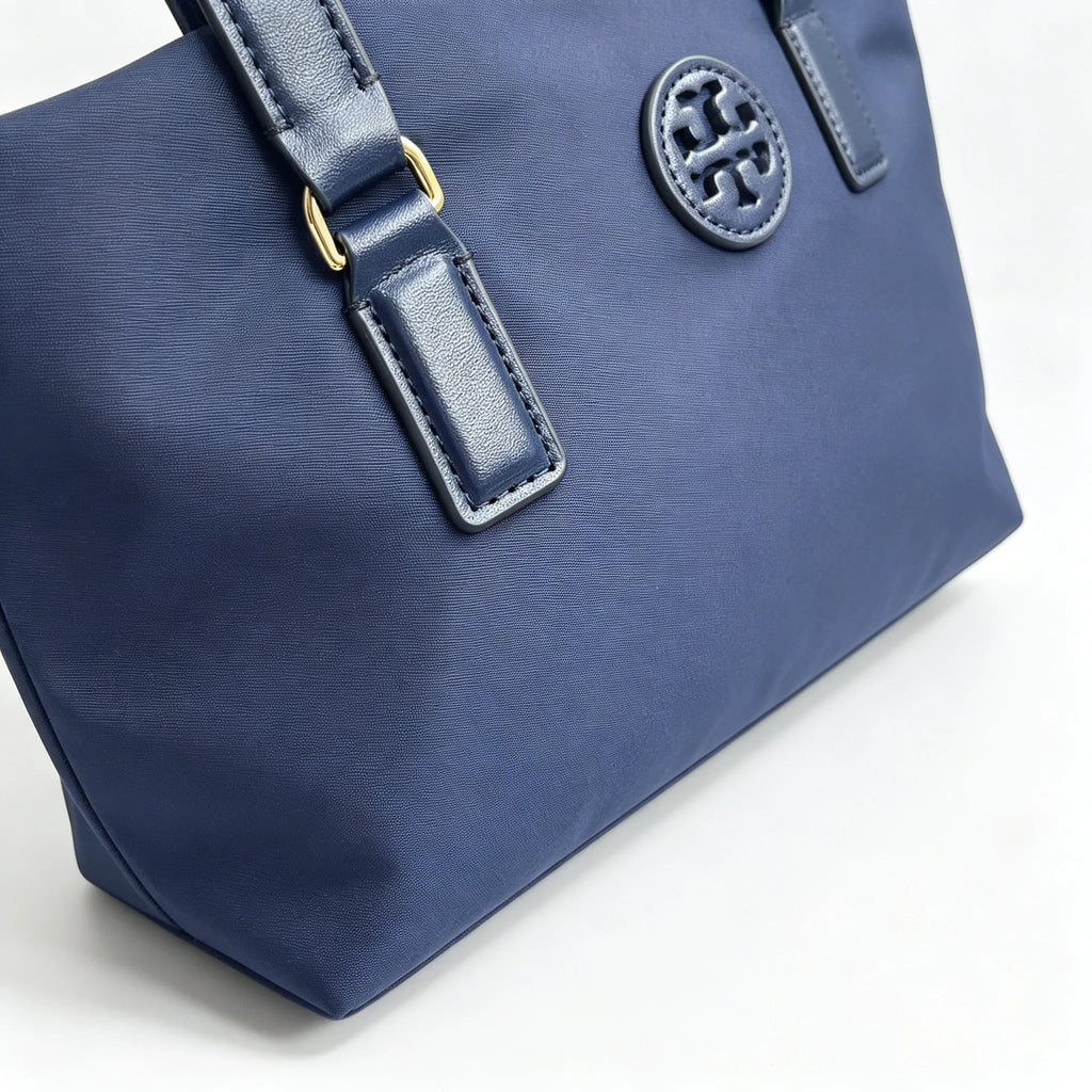 Tory Burch Ella | Navy blue waterproof fabric double handles spacious interior women's business travel handbag