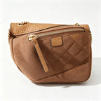 Tory Burch Kira | Warm brown pebbled leather  detachable chain shoulder strap women's designer handbag