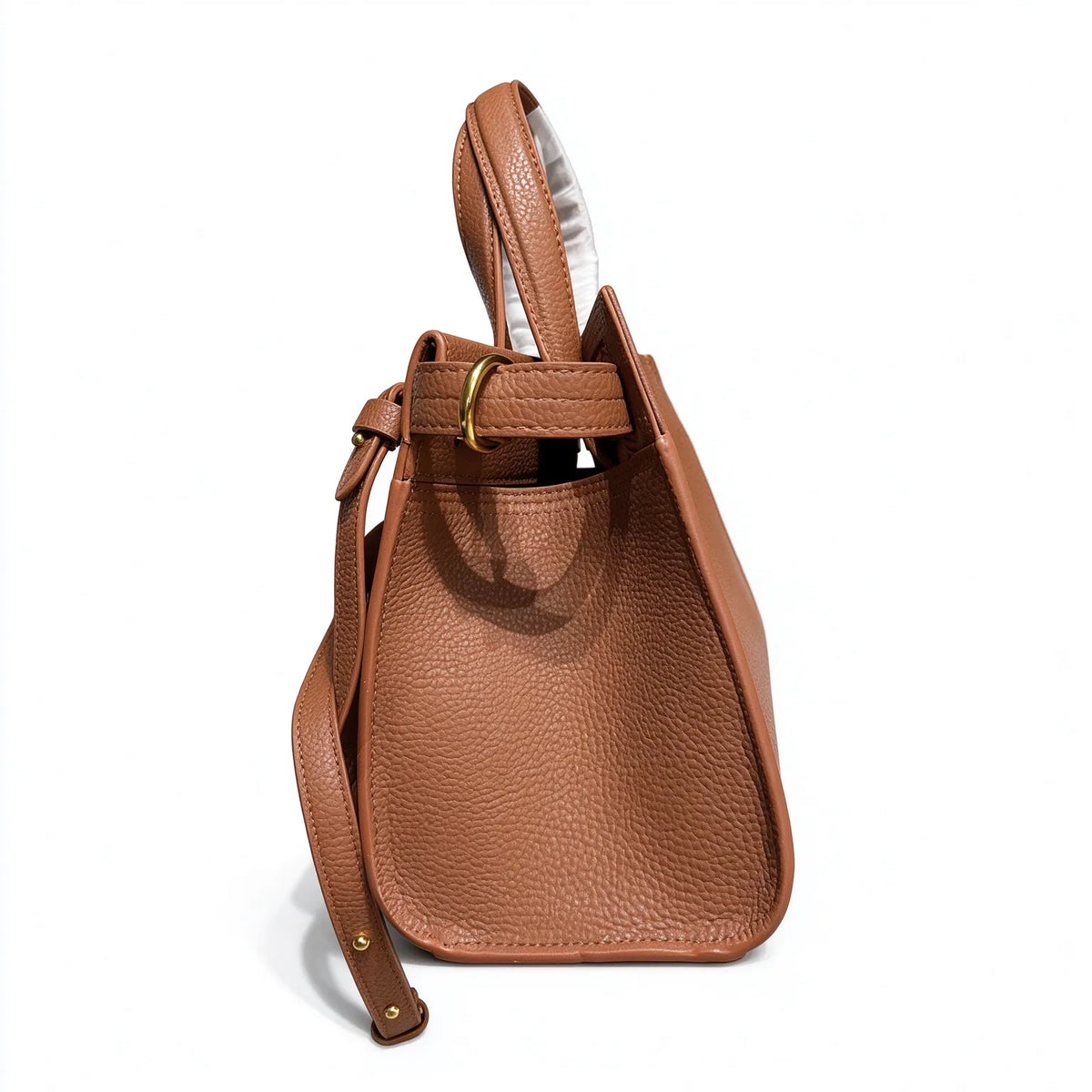 Burberry Banner Small Grained Leather Bag | Top Handle Crossbody Tote — Brandy Brown/Tan